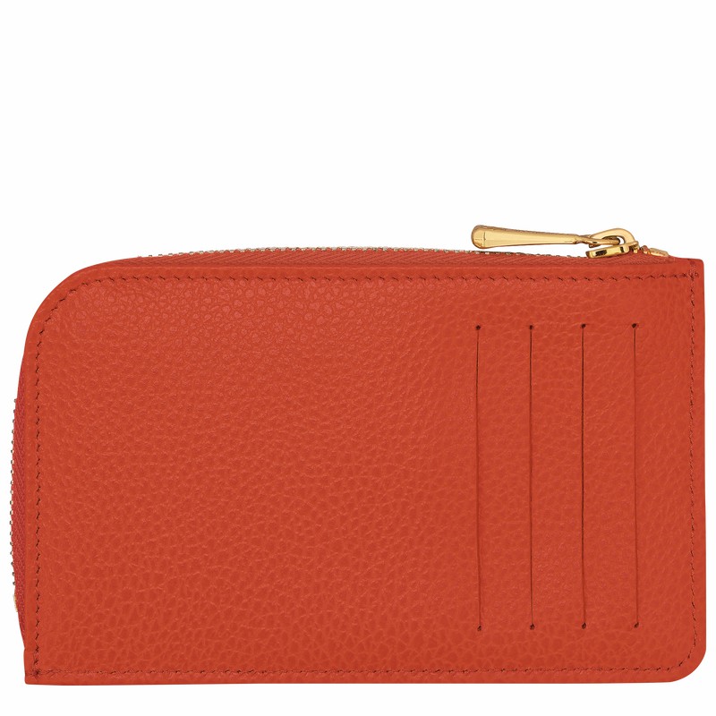 Orange Longchamp Le FOULONNÉ Card holder - Leather UK | 30036021685