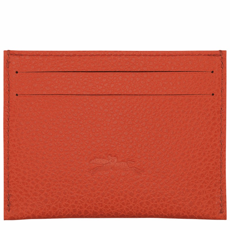 Orange Longchamp Le FOULONNÉ Cardholder - Leather UK | L3218021685-