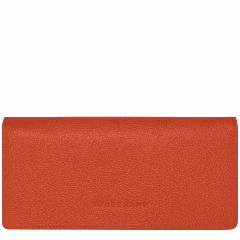 Orange Longchamp Le FOULONNÉ Continental wallet - Leather UK | L3044021685