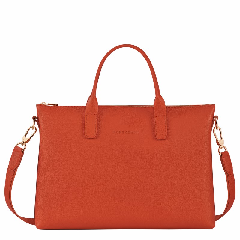 Orange Longchamp Le FOULONNÉ S Briefcase - Leather UK | 20032021685