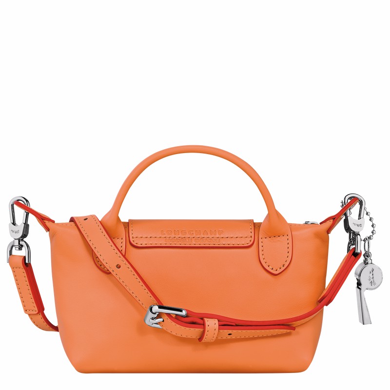 Orange Longchamp Le Pliage Xtra XS Pouch - Leather UK | 34205HEY017