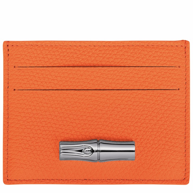 Orange Longchamp Le Roseau Card holder - Leather UK | L3218HFP017