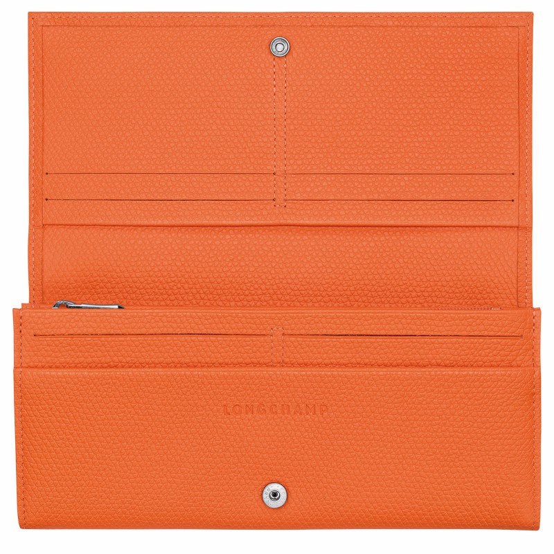 Orange Longchamp Le Roseau Flap wallet - Leather UK | L3044HFP017