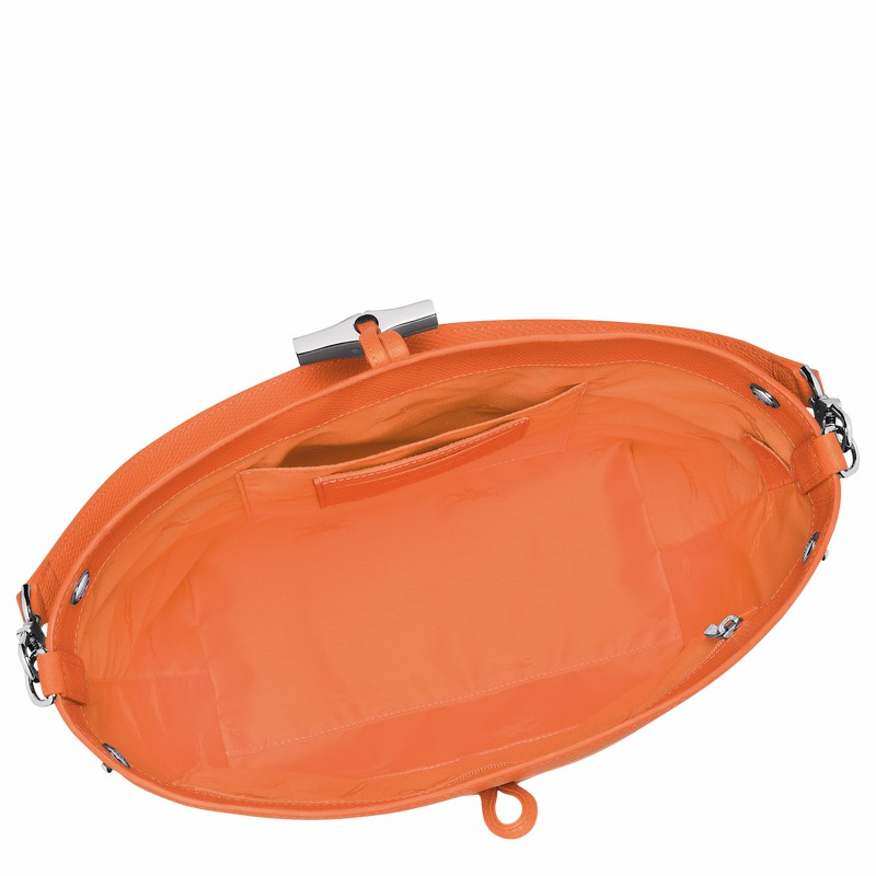 Orange Longchamp Le Roseau M Shoulder bag - Leather UK | 10281HFP017