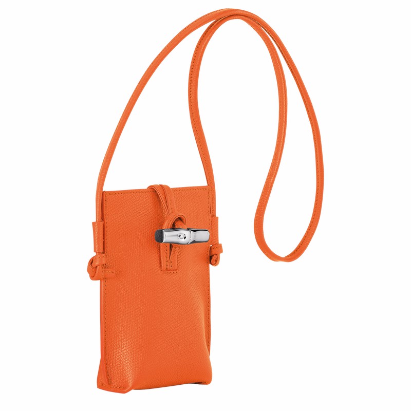 Orange Longchamp Le Roseau Phone case - Leather UK | 34180HFP017