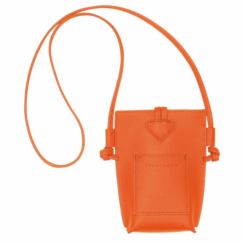 Orange Longchamp Le Roseau Phone case - Leather UK | 34180HFP017