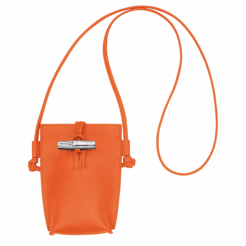 Orange Longchamp Le Roseau Phone case - Leather UK | 34180HFP017