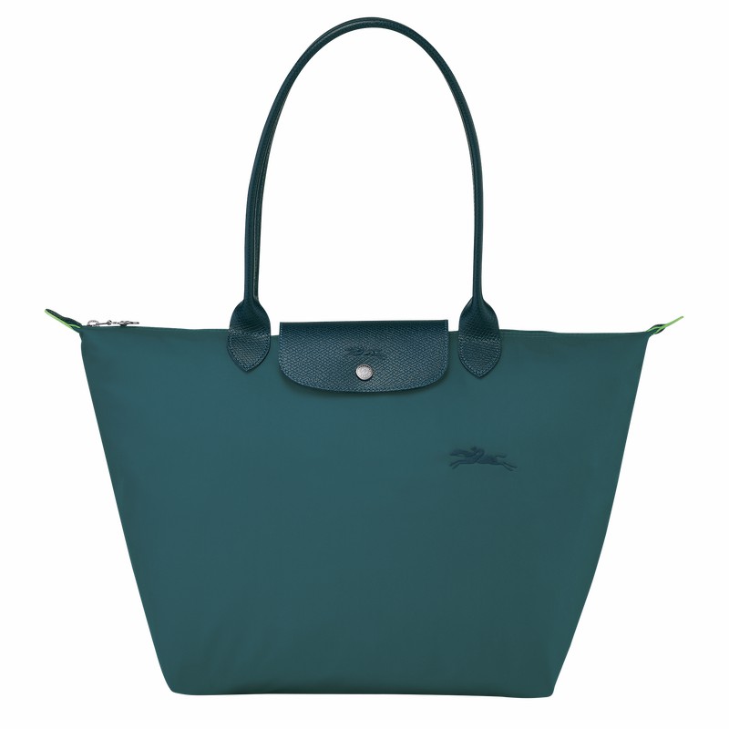 Peacock Longchamp Le Pliage Green L Tote bag - Recycled canvas UK | L1899919P89