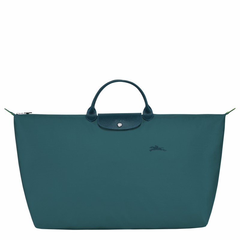 Peacock Longchamp Le Pliage Green M Travel bag - Recycled canvas UK | L1625919P89-