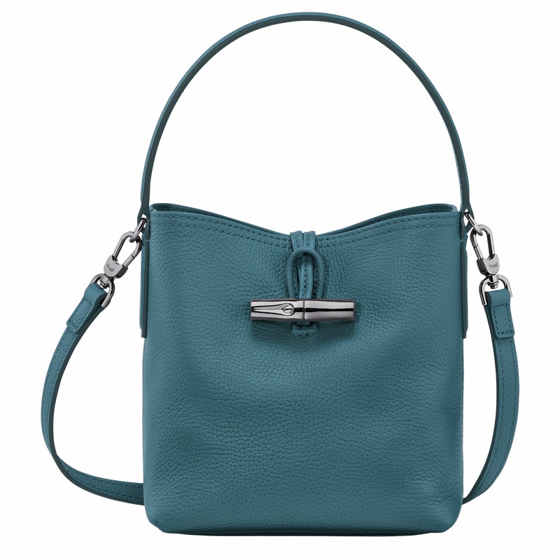 Peacock Longchamp Le Roseau Essential XS Bucket bag - Leather UK | 10159968P89