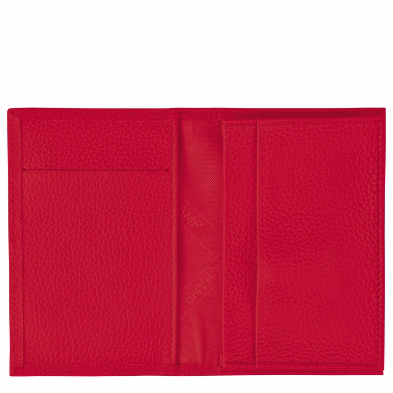 Red Longchamp Le FOULONNÉ Card holder - Leather UK | L3243021C39-