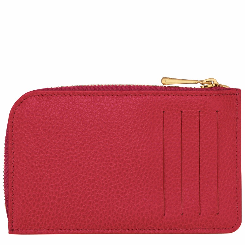 Red Longchamp Le FOULONNÉ Card holder - Leather UK | 30036021C39