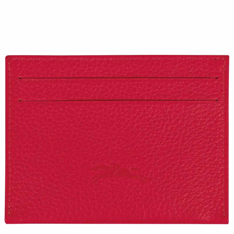 Red Longchamp Le FOULONNÉ Cardholder - Leather UK | L3218021C39