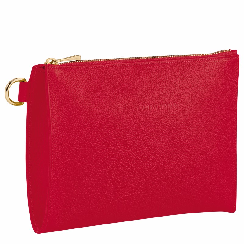 Red Longchamp Le FOULONNÉ Pouch - Leather UK | L2541021C39