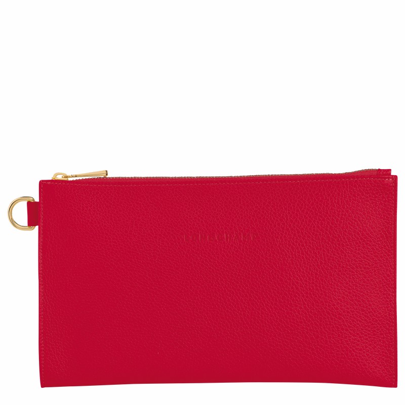 Red Longchamp Le FOULONNÉ Pouch - Leather UK | L2541021C39