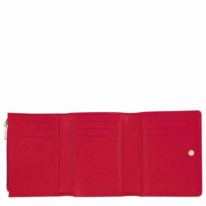 Red Longchamp Le FOULONNÉ Wallet - Leather UK | 30021021C39