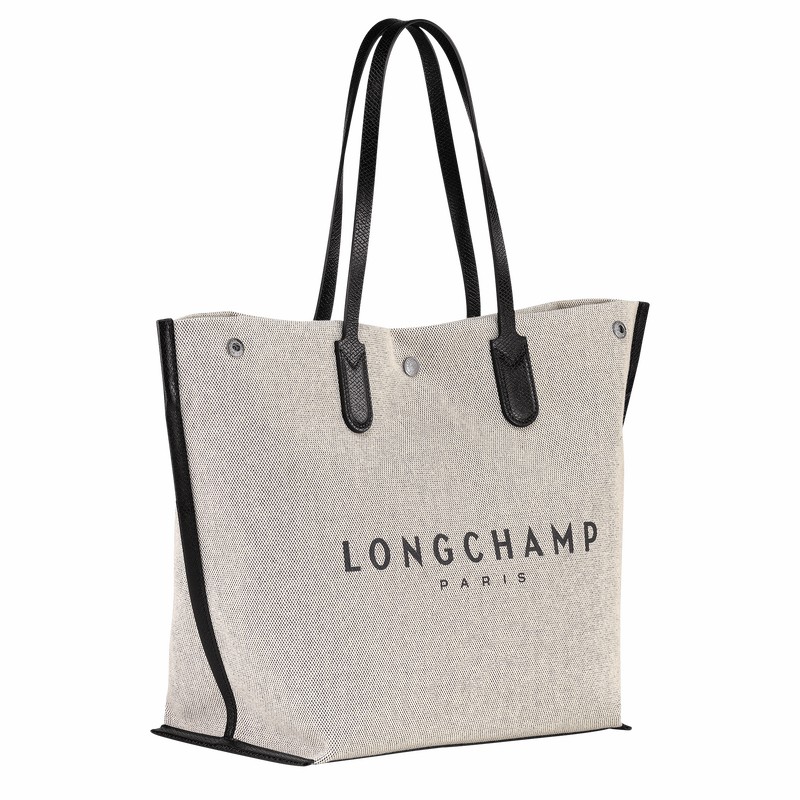 White Longchamp Essential L Tote bag - Canvas UK | 10090HSG037