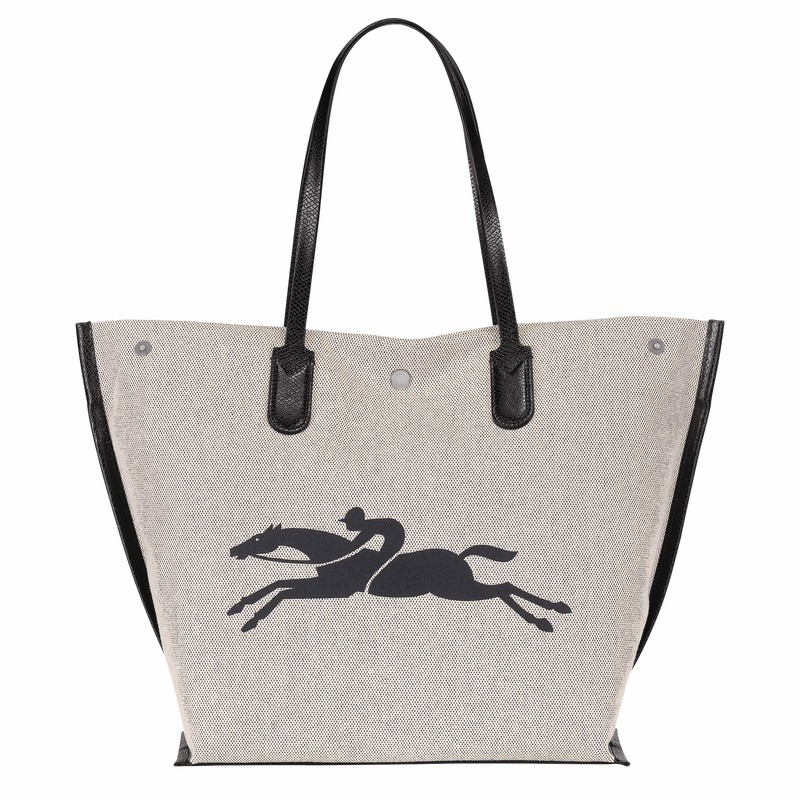 White Longchamp Essential L Tote bag - Canvas UK | 10090HSG037