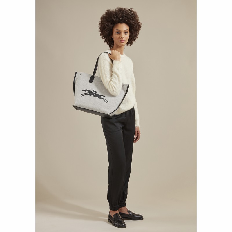 White Longchamp Essential L Tote bag - Canvas UK | 10090HSG037