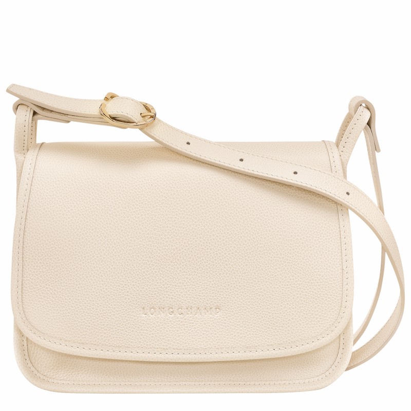 White Longchamp Le FOULONNÉ M Crossbody bag - Leather UK | 10135021555