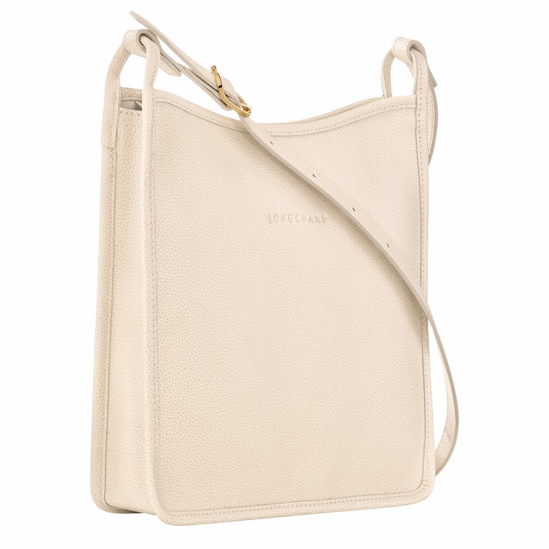 White Longchamp Le FOULONNÉ M Crossbody bag - Leather UK | 10140021555