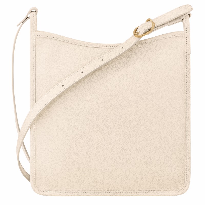 White Longchamp Le FOULONNÉ M Crossbody bag - Leather UK | 10140021555