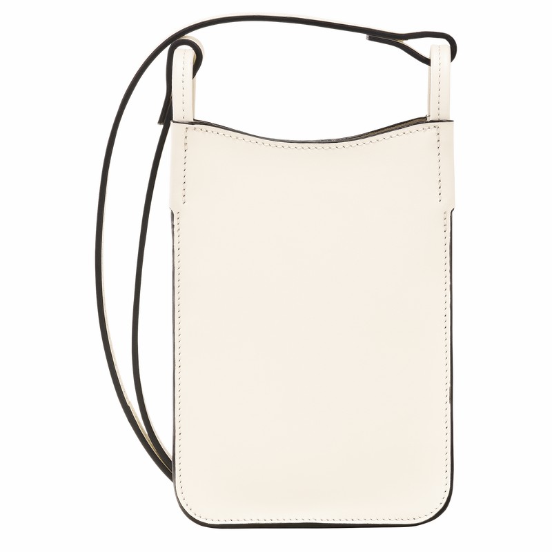 White Longchamp Le FOULONNÉ Phone case - Leather UK | 34200HFI037