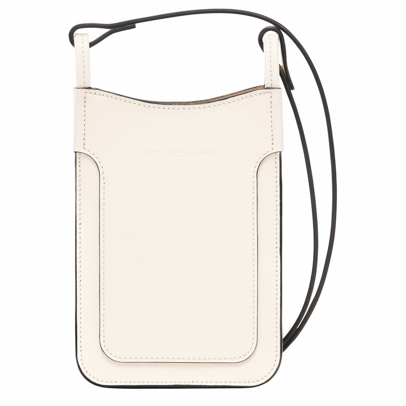 White Longchamp Le FOULONNÉ Phone case - Leather UK | 34200HFI037