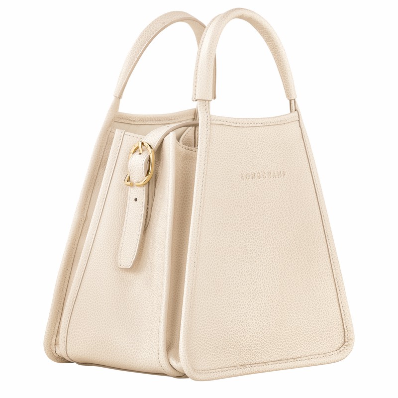 White Longchamp Le FOULONNÉ S Handbag - Leather UK | 10233021555