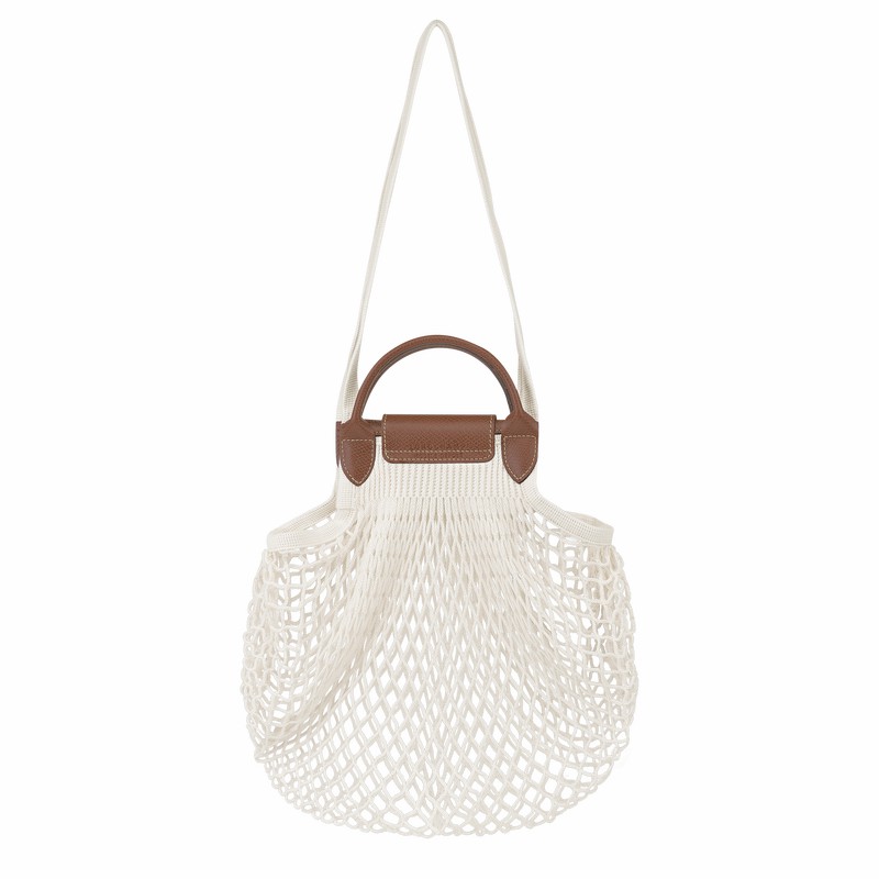 White Longchamp Le Pliage Filet L Mesh bag - Canvas UK | 10121HVH037