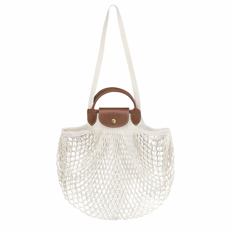 White Longchamp Le Pliage Filet L Mesh bag - Canvas UK | 10121HVH037