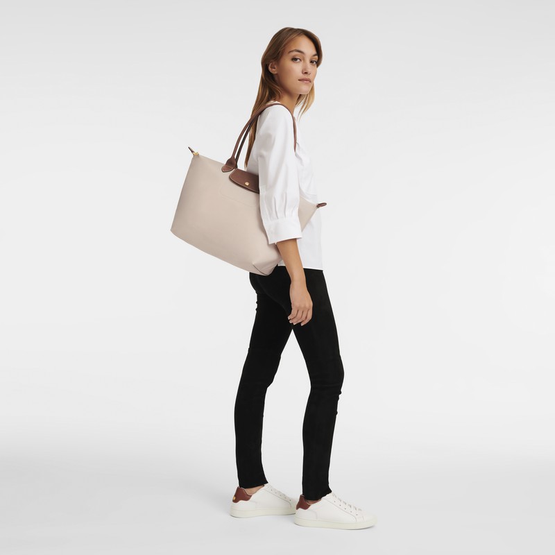 White Longchamp Le Pliage Original L Tote bag - Recycled canvas UK | L1899089P71