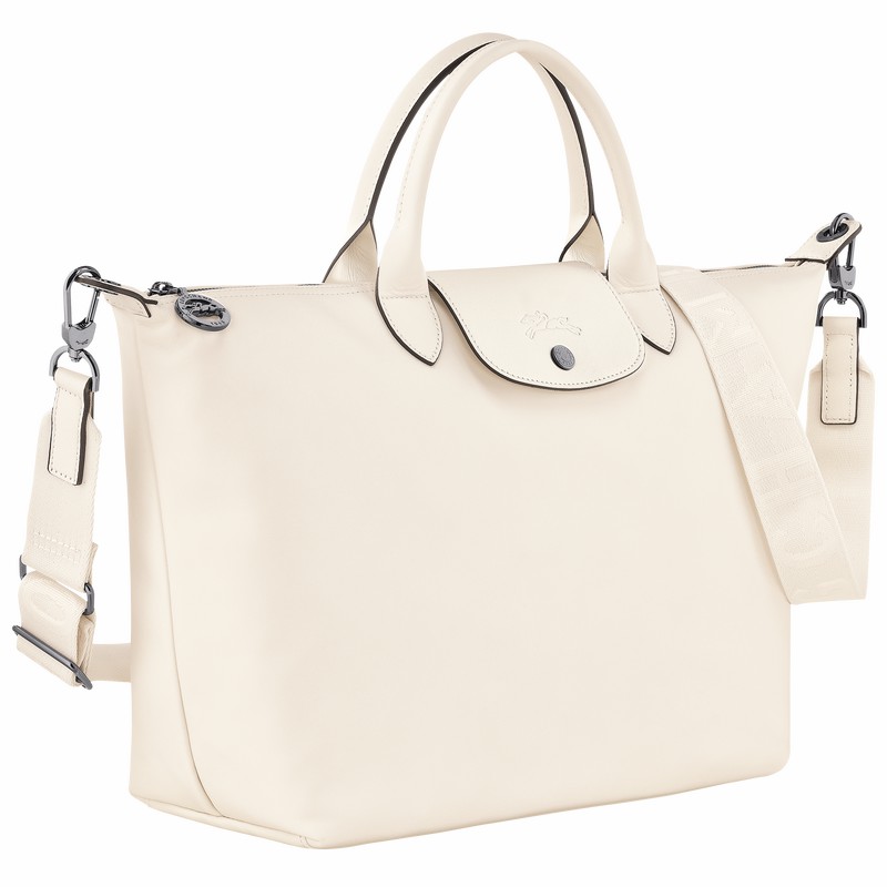 White Longchamp Le Pliage Xtra L Handbag - Leather UK | 10201987037