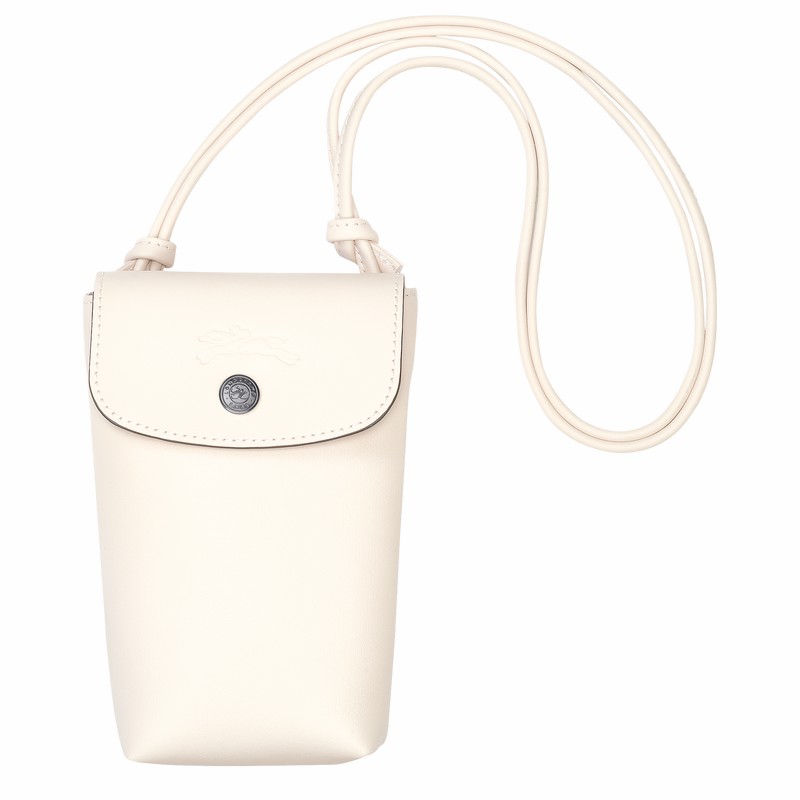 White Longchamp Le Pliage Xtra Phone case with leather lace - Leather UK | 34178987037-