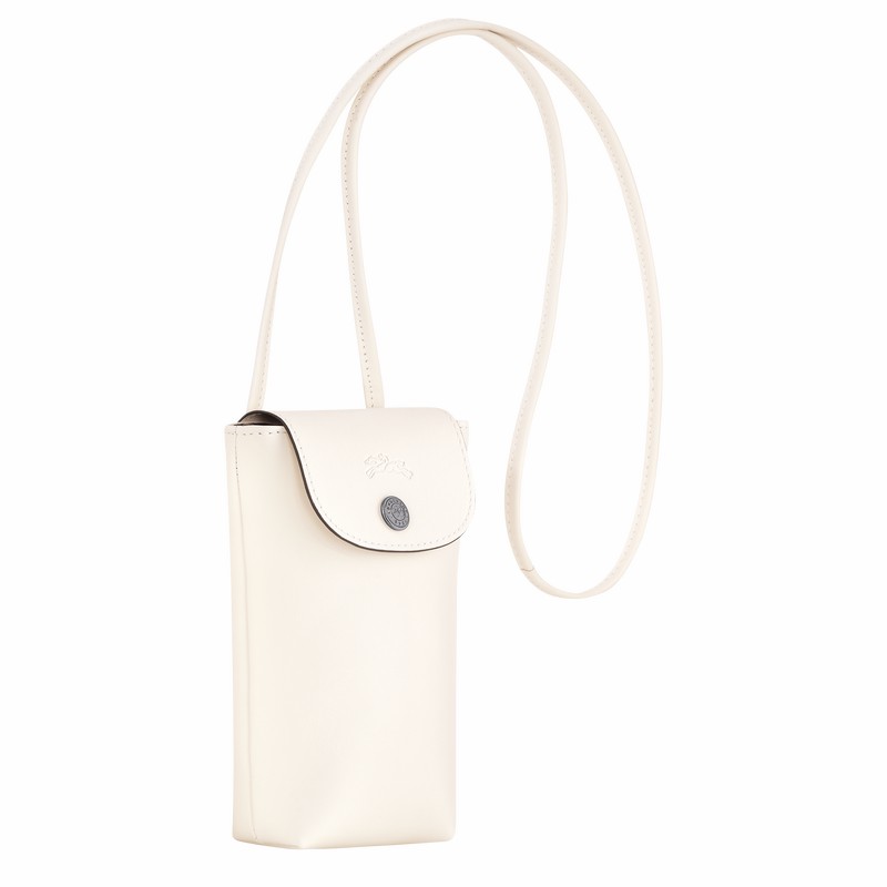 White Longchamp Le Pliage Xtra Phone case with leather lace - Leather UK | 34178987037