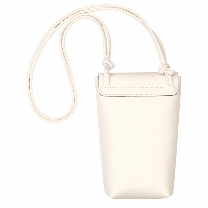 White Longchamp Le Pliage Xtra Phone case with leather lace - Leather UK | 34178987037