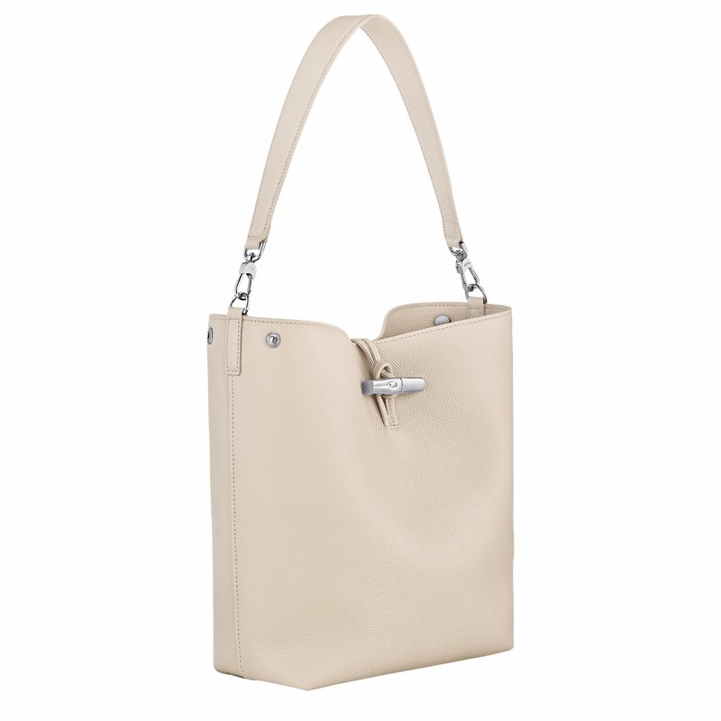 White Longchamp Le Roseau M Shoulder bag - Leather UK | 10281HFP555