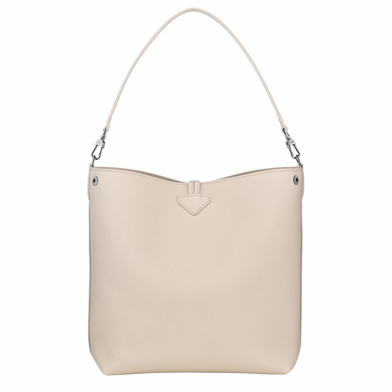 White Longchamp Le Roseau M Shoulder bag - Leather UK | 10281HFP555