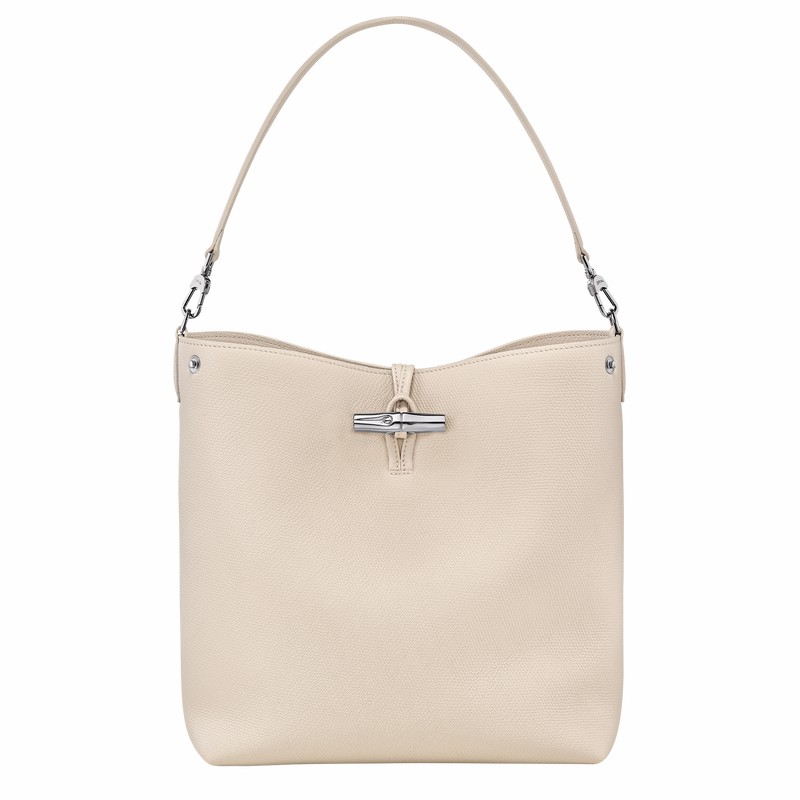 White Longchamp Le Roseau M Shoulder bag - Leather UK | 10281HFP555