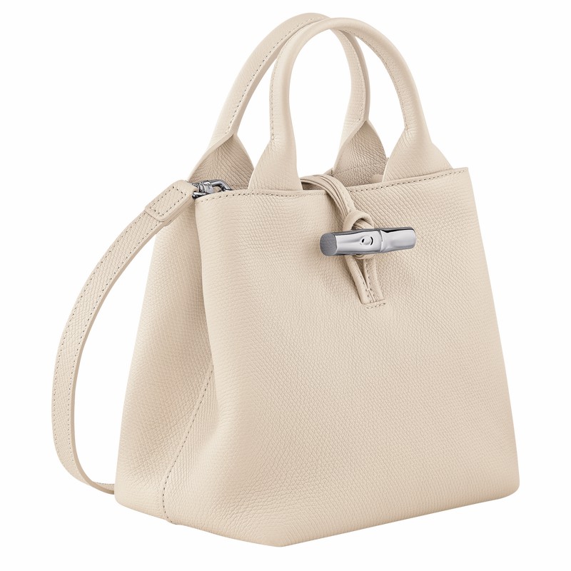 White Longchamp Le Roseau S Handbag - Leather UK | 10273HFP555