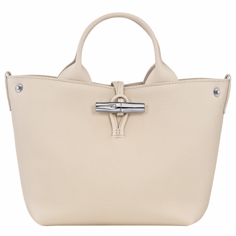 White Longchamp Le Roseau S Handbag - Leather UK | 10273HFP555