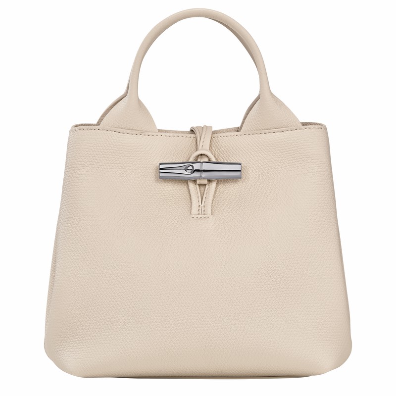 White Longchamp Le Roseau S Handbag - Leather UK | 10273HFP555