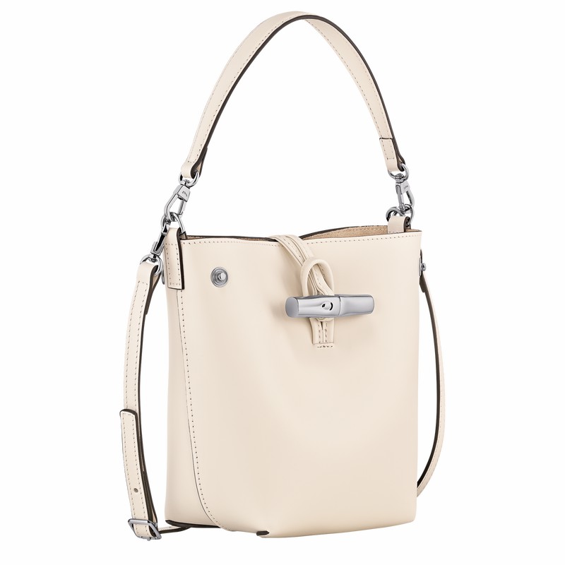 White Longchamp Le Roseau XS Bucket bag - Leather UK | 10229HCL037