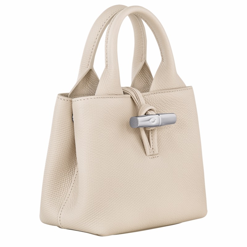 White Longchamp Le Roseau XS Handbag - Leather UK | 10278HFP555