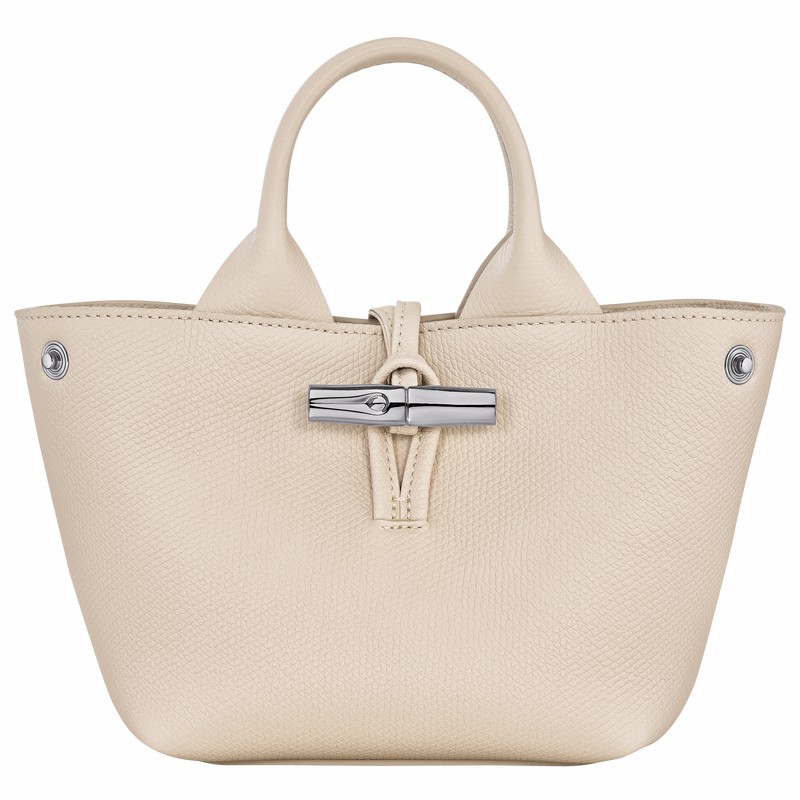 White Longchamp Le Roseau XS Handbag - Leather UK | 10278HFP555