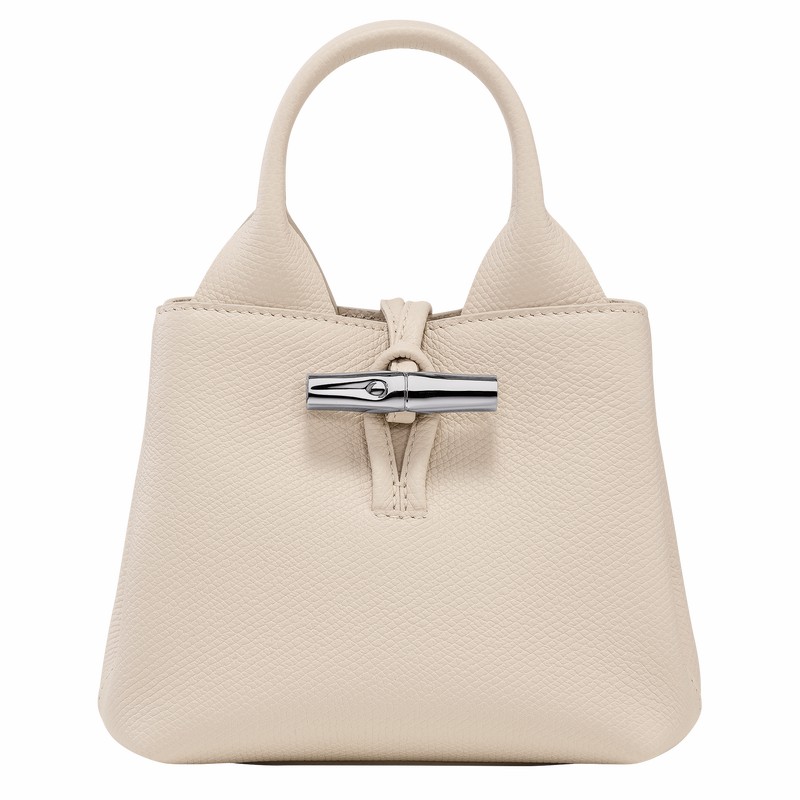 White Longchamp Le Roseau XS Handbag - Leather UK | 10278HFP555