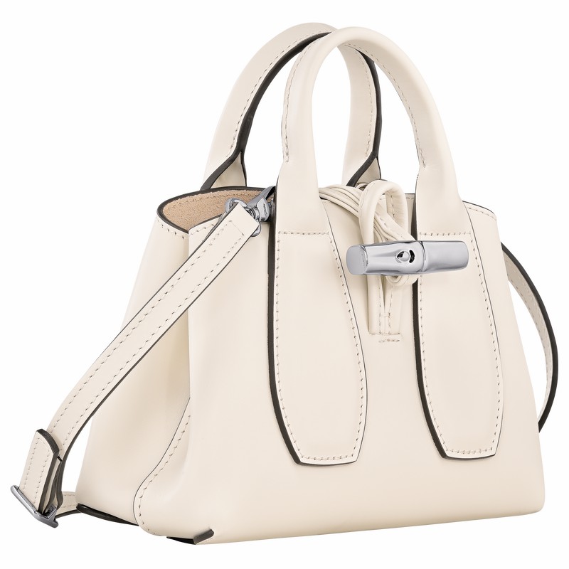 White Longchamp Le Roseau XS Handbag - Leather UK | 10057HCL037