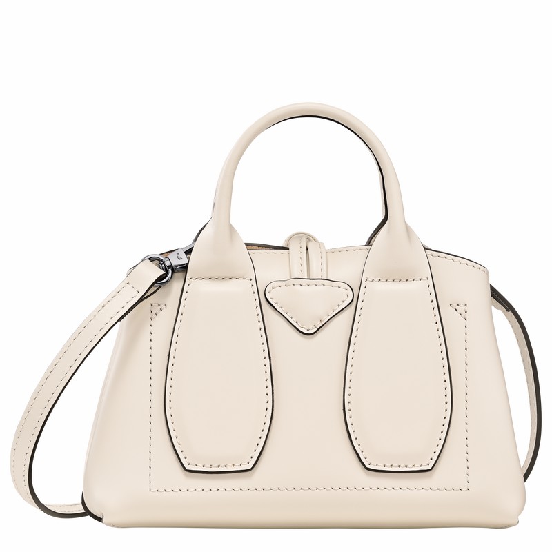 White Longchamp Le Roseau XS Handbag - Leather UK | 10057HCL037