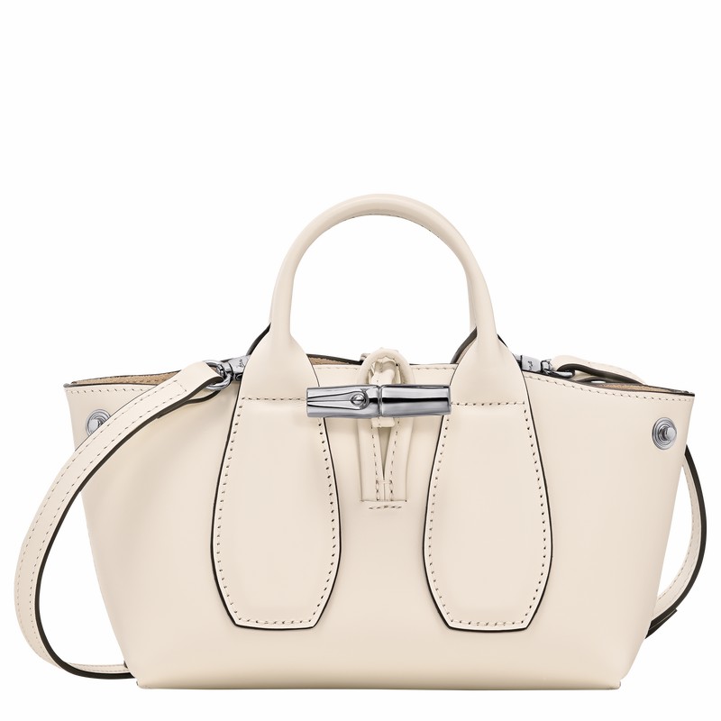 White Longchamp Le Roseau XS Handbag - Leather UK | 10057HCL037