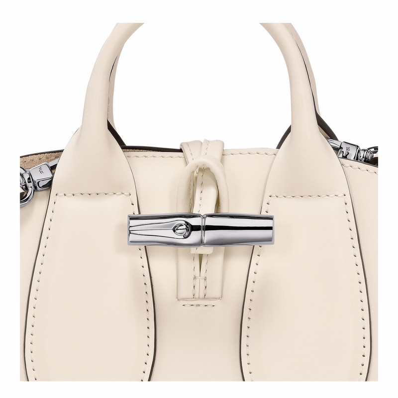 White Longchamp Le Roseau XS Handbag - Leather UK | 10057HCL037